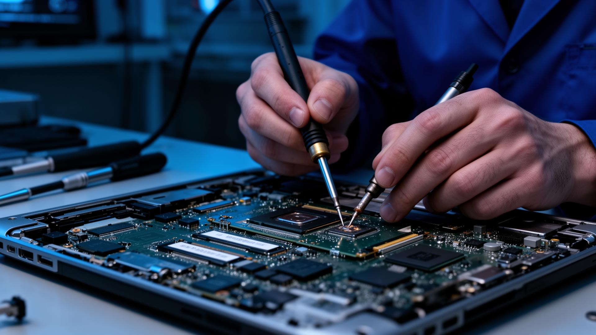 Notebook premium em restauração no laboratório LG Reparos